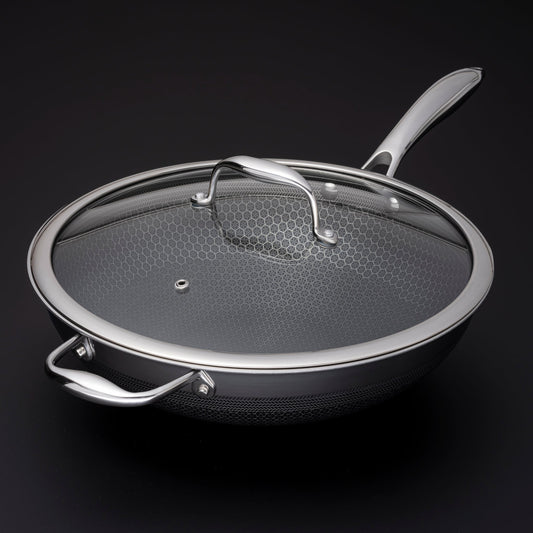 12 inch hybird wok with glass lid