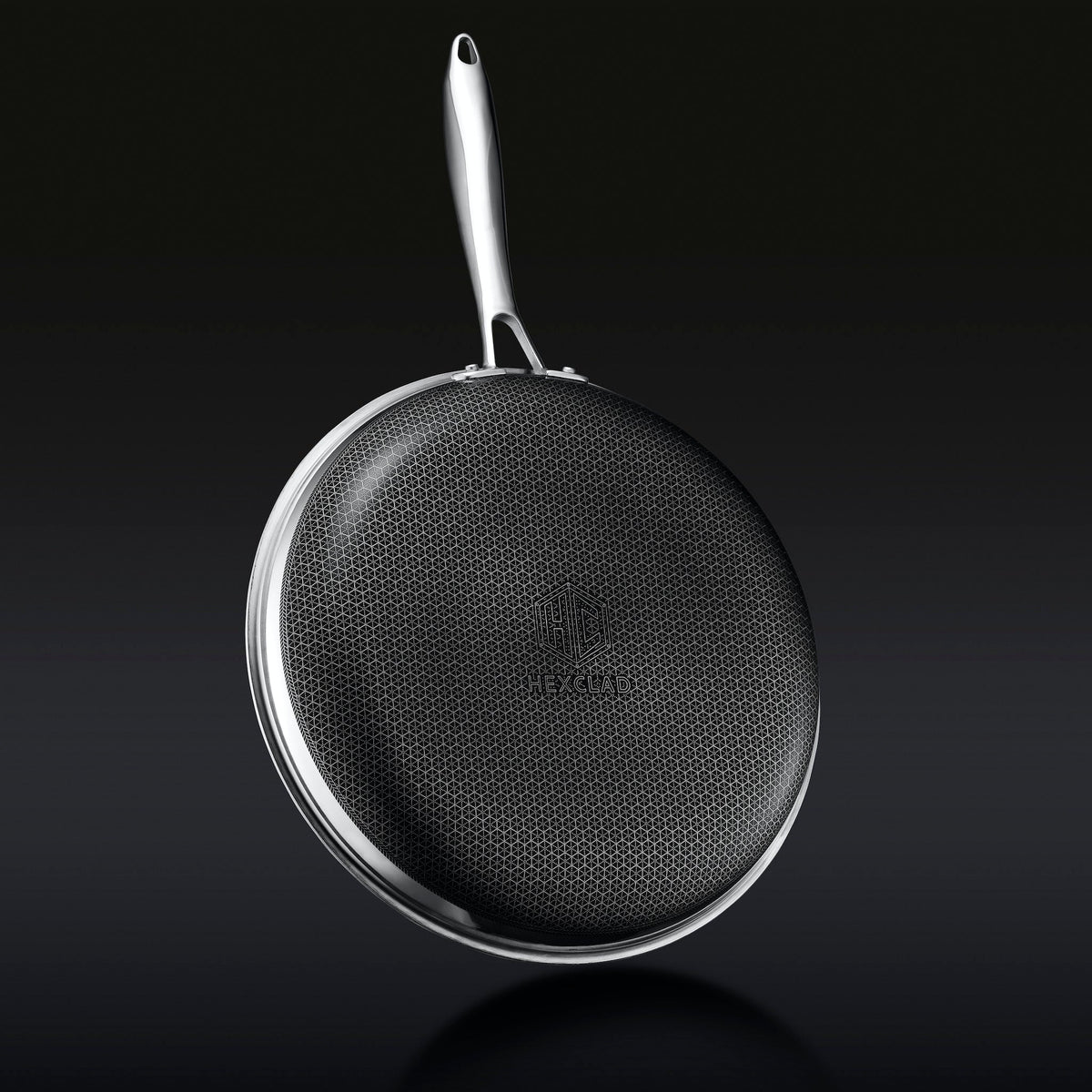 Underside of HexClad hybrid fry pan