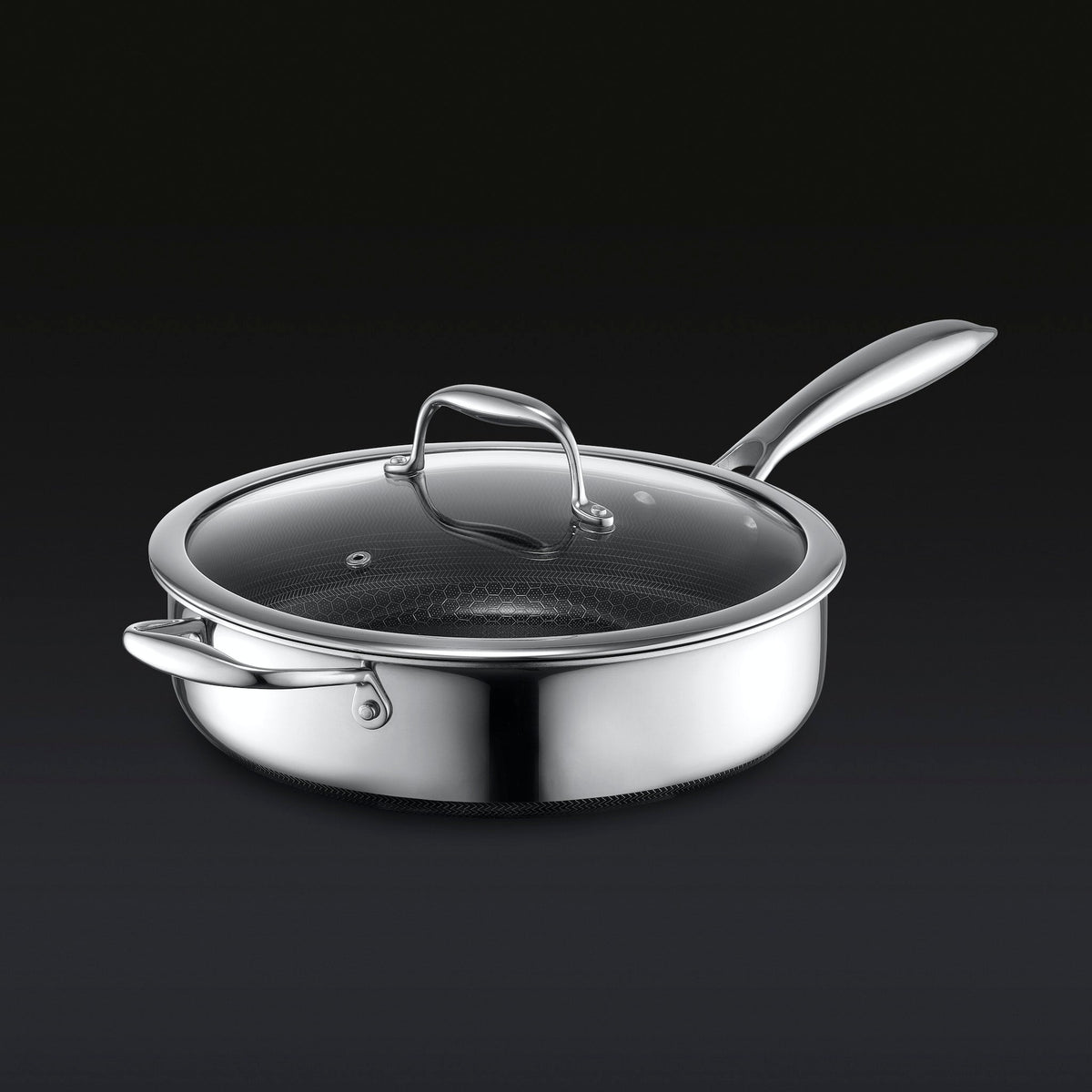 Hybrid Deep Sauté Pan with Lid, 3.3-Qt